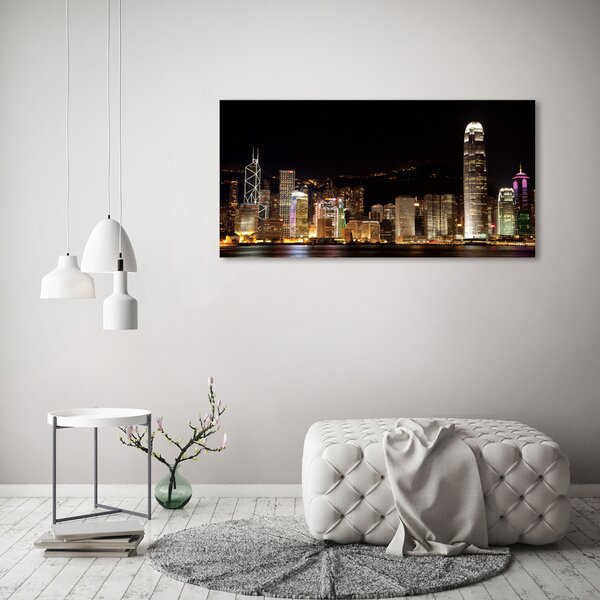 Foto obraz sklo tvrzené Noční Hongkong osh-25184002
