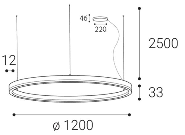 Led2 Závěsné LED svítidlo CIRCLE P-Z ø 120 cm, 3000/4000K Barva: Černá, Stmívání, řízení: TRIAC