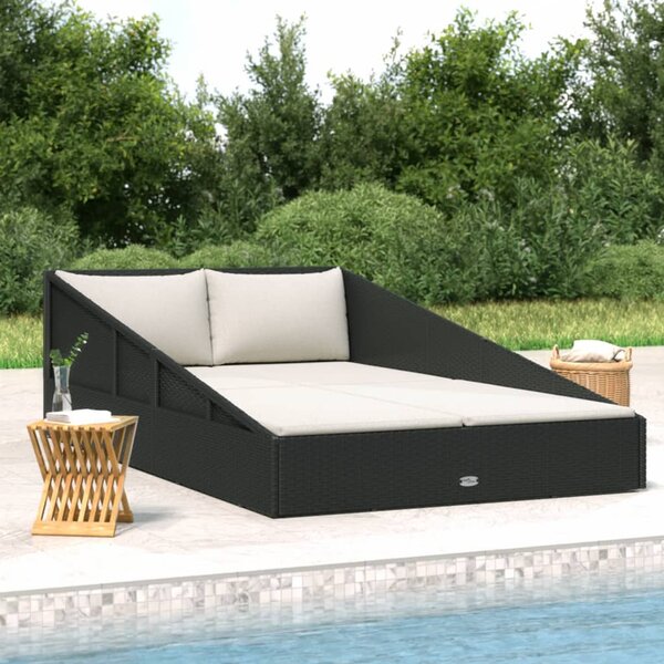 Zahradní postel černá 110 x 200 cm polyratan