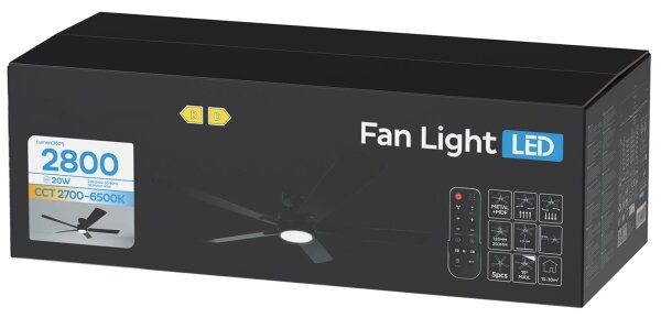 ZEVENTI - LED Stmívat stropní ventilátor LED/20W/230V 2700-6500K 132cm černá+DO