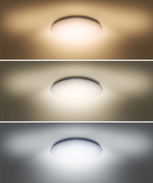 SOLIGHT LED stropní světlo Plain 3CCT, 36W, 2520lm, 3000K, 4000K, 6000K, kulaté, 45cm