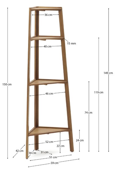 Kave Home Dřevěný stojan na květiny Victora 150 x 42 cm