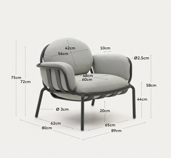 Kave Home Šedé zahradní křeslo Joncols