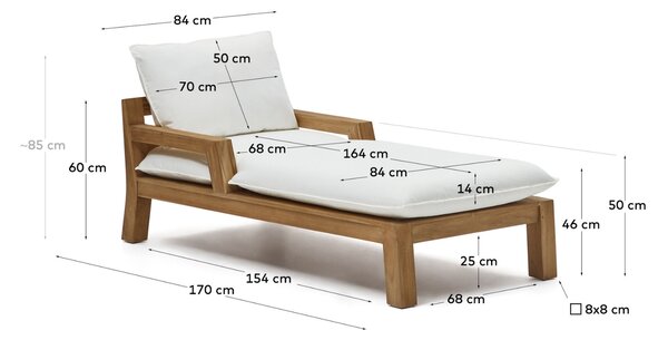 Zahradní látkové lehátko Kave Home Forcanera 170 cm