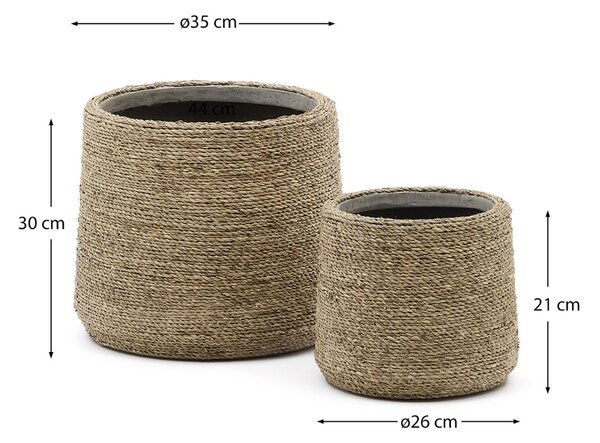 Set dvou zahradních květináčů z přírodních vláken Kave Home Sigal