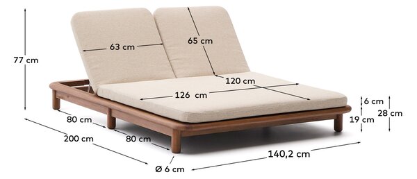 Teakové zahradní dvojlehátko Kave Home Turqueta