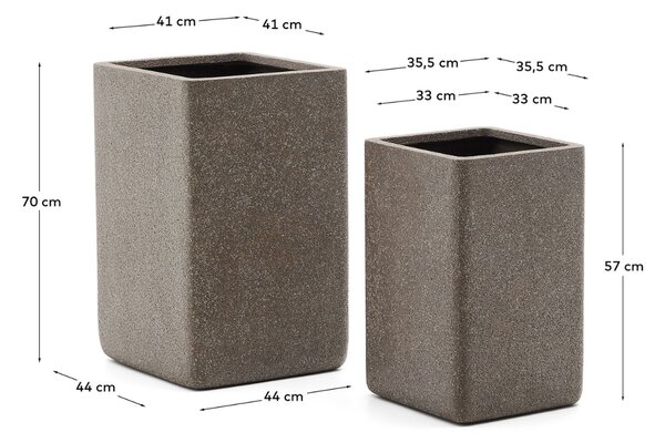 Set dvou hnědých zahradních květináčů Kave Home Minoa I
