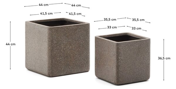 Set dvou hnědých zahradních květináčů Kave Home Minoa II