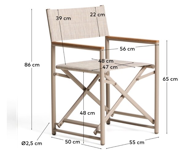 Kave Home Béžová skládací zahradní židle Tisno