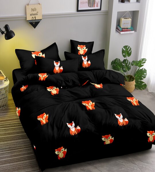 Povlečení z mikrovlákna FOXES černé Rozměr povlečení: 2 ks 70 x 80 cm | 160 x 200 cm
