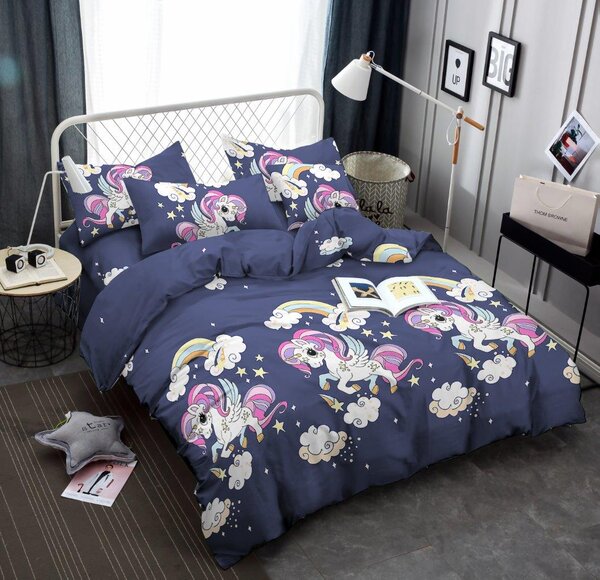 Dětské povlečení z mikrovlákna UNICORN modré Rozměr povlečení: 70 x 80 cm | 140 x 200 cm