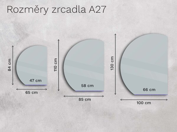 Atypické zrcadlo do koupelny s LED osvětlením A27 65x84