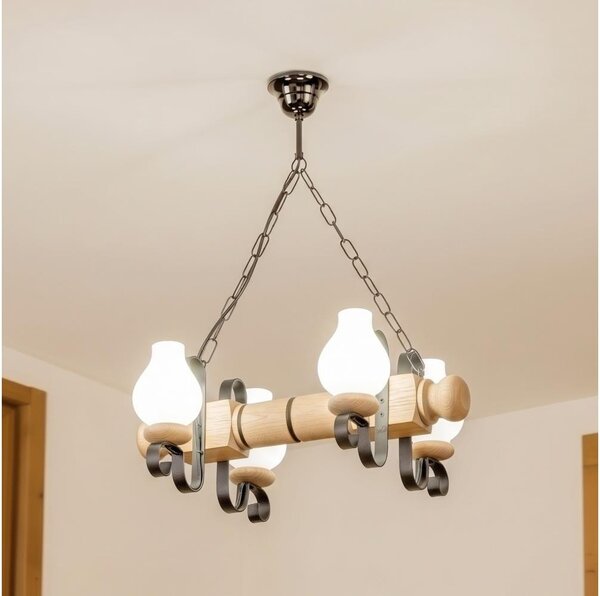Brilagi - Lustr na řetězu RUSTIC 4xE14/40W/230V dub