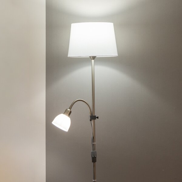 Brilagi - Stojací lampa CERIA 1xE27/100W/230V + 1xE14/25W matný chrom/bílá