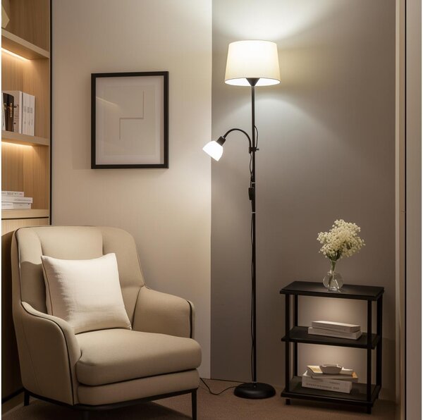 Brilagi - Stojací lampa CERIA 1xE27/100W/230V + 1xE14/25W černá/béžová