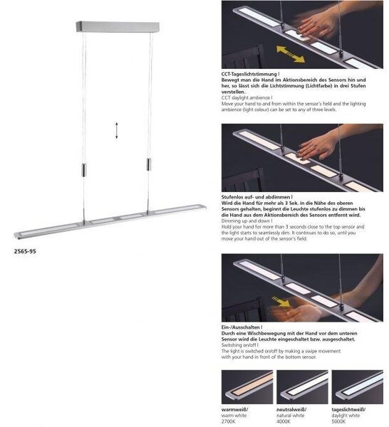 Paul Neuhaus Závěsné LED svítidlo NIKA, 40W, d. 100 cm, CCT 2700-5000K