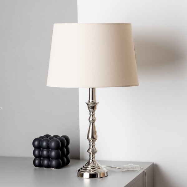 Brilagi - Stolní lampa CERIA 1xE27/60W/230V pr. 30 cm lesklý chrom/béžová