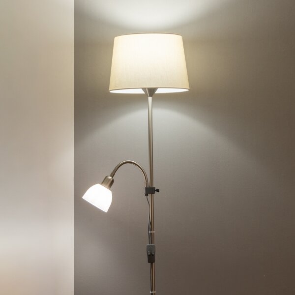 Brilagi - Stojací lampa CERIA 1xE27/100W/230V + 1xE14/25W matný chrom/béžová