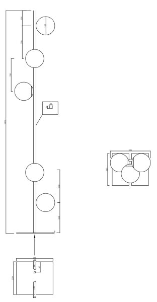 Ondaluce - Stojací lampa MONILE 5xE14/10W/230V 170 cm černá/kouřová černá