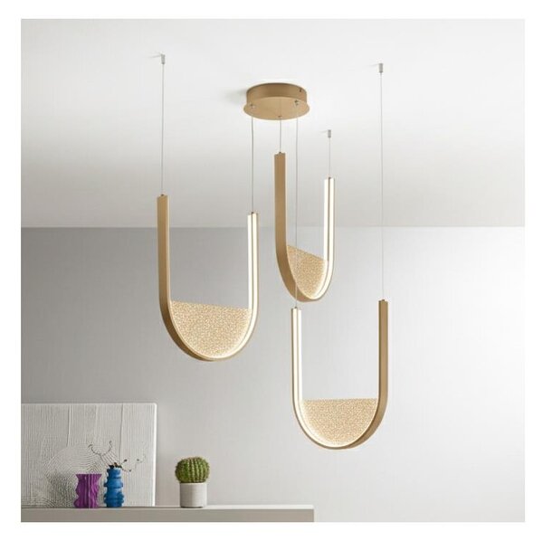 Ondaluce - LED Stmívatelný lustr na lanku LOTUS LED/70W/230V zlatá