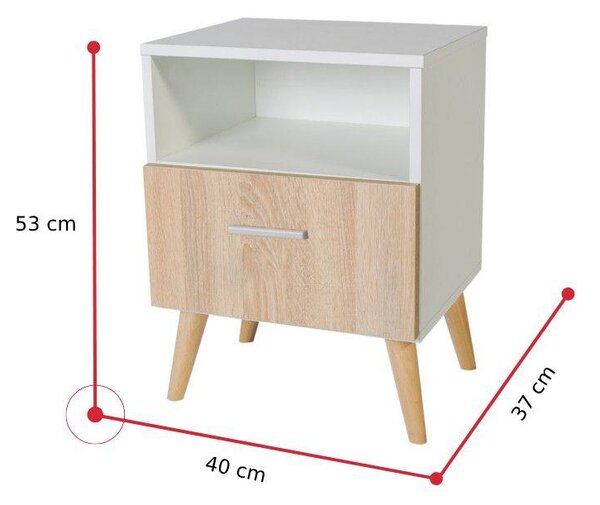 Noční stolek TITUS, 40x53x37, dub sonoma