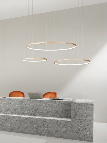Ondaluce - LED Stmívatelný lustr na lanku SOEL LED/28W/230V pr. 60 cm zlatá