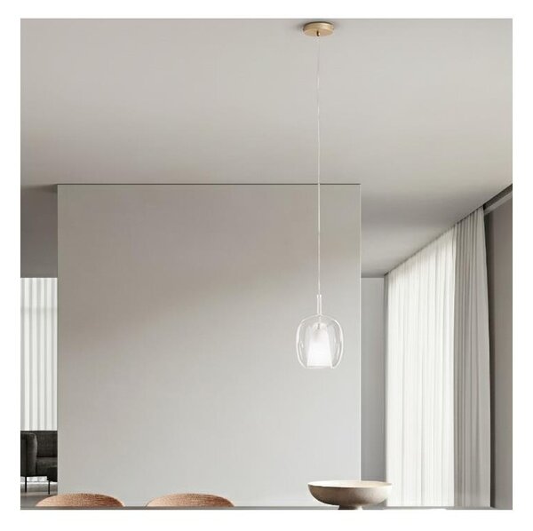 Ondaluce - Lustr na lanku THELMA 1xE27/15W/230V pr. 19,5 cm zlatá/čirá