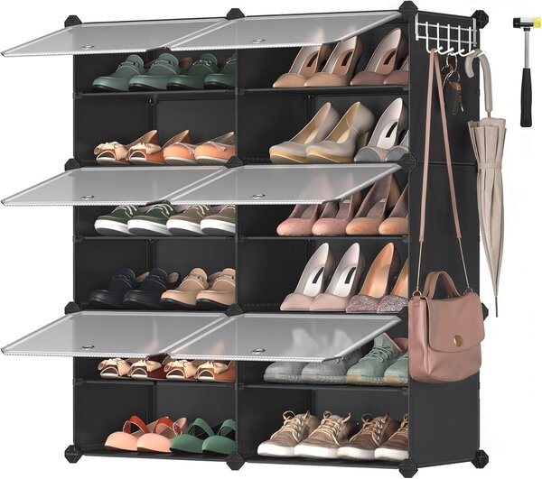 REGÁL NA BOTY, černá, bílá, 82/92/32 cm - Online Only šatny & botníky, Online Only