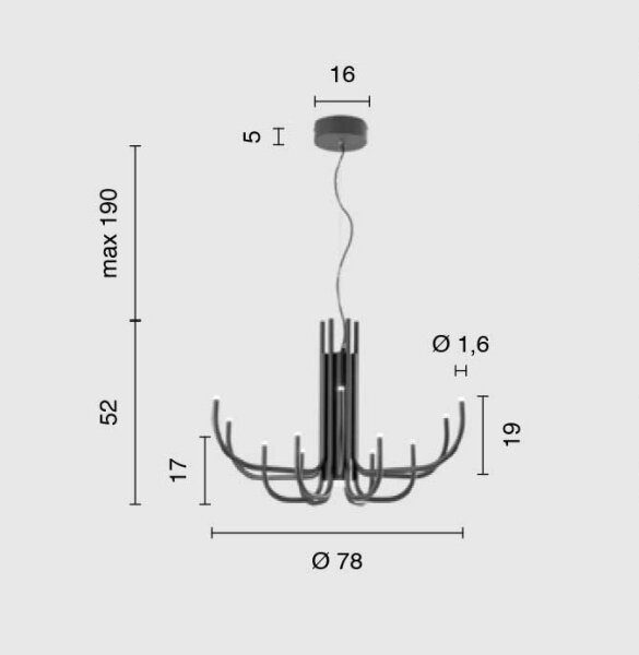 Ondaluce - LED Stmívatelný lustr na lanku NOUVEAU LED/35W/230V pr. 78 cm černá