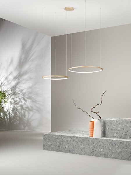 Ondaluce - LED Stmívatelný lustr na lanku SOEL LED/28W/230V + LED/38W zlatá
