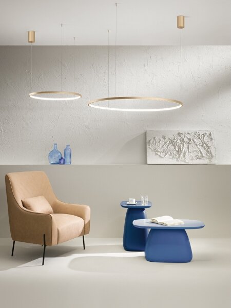 Ondaluce - LED Stmívatelný lustr na lanku SOEL LED/38W/230V pr. 80 cm zlatá