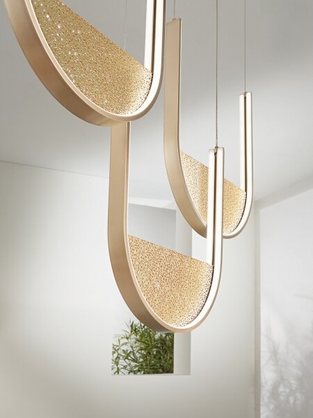 Ondaluce - LED Stmívatelný lustr na lanku LOTUS LED/70W/230V zlatá