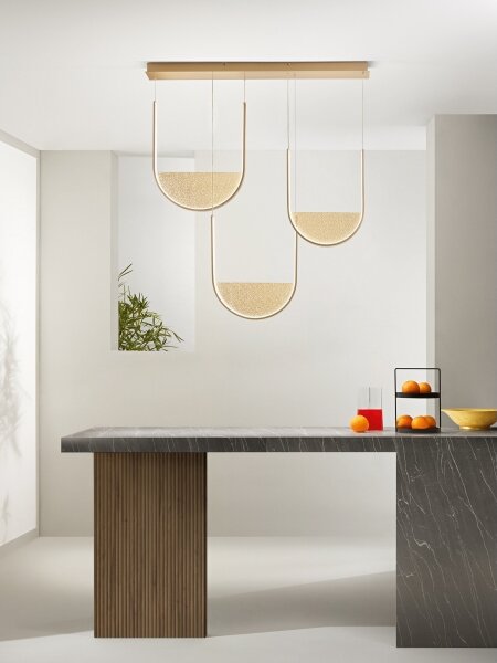 Ondaluce - LED Stmívatelný lustr na lanku LOTUS LED/70W/230V zlatá