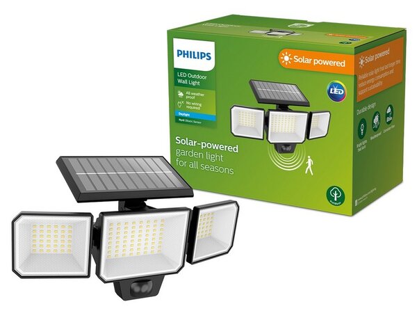 Philips 8720169269156 Outdoor solar Nysil solární nástěnné svítidlo bezpečnostní/reflektor se senzorem PIR LED 8,7W/1000lm 5000K IP65 černá