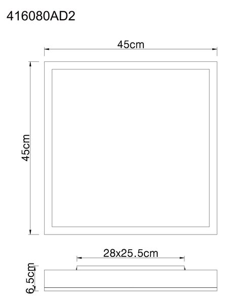 STROPNÍ LED SVÍTIDLO, 45/45/6,5 cm Globo - Stropní svítidla