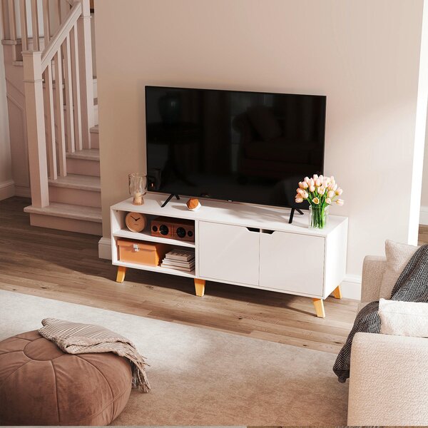 KOMODA POD TELEVIZI, bílá, světle hnědá, 140/45/40 cm MID.YOU - Online Only TV příslušenství, Online Only