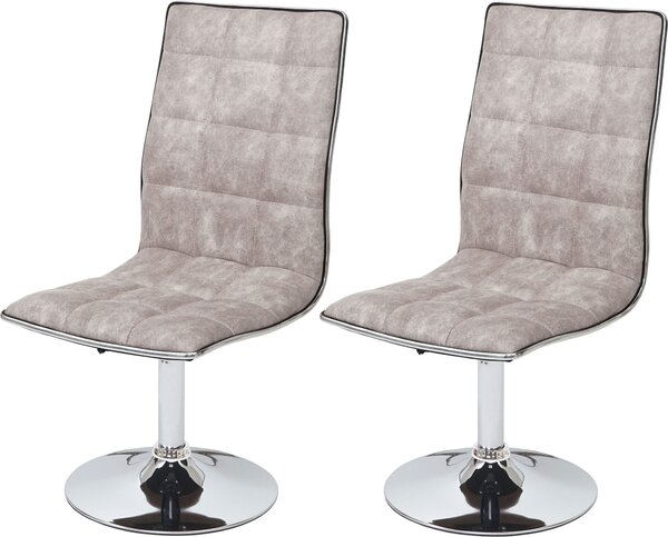 Sada 2 jídelních židlí HWC-C41, kuchyňská židle, výškově nastavitelná otočná, látka/textil MVG vintage pebble grey
