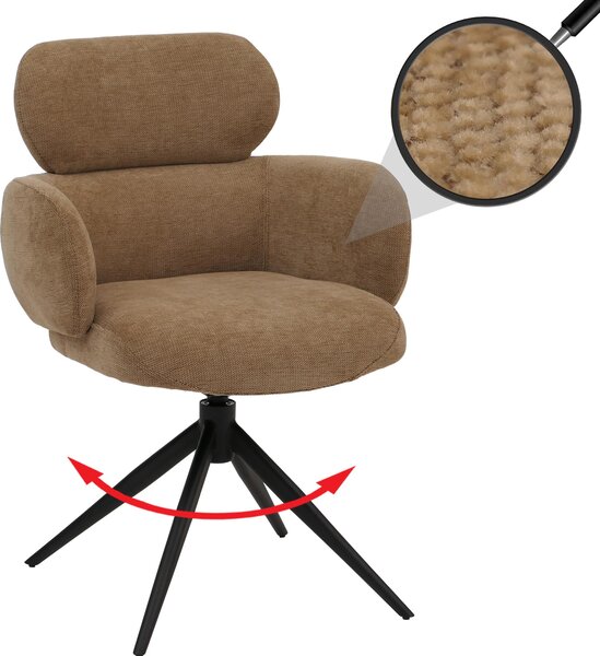 Jídelní židle HWC-O77, kuchyňská židle čalouněná židle, otočná s automatickým návratem, látka (310g/m²) žinylka Oeko-Tex světle hnědá