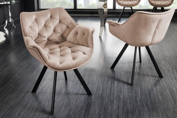 2SET židlo-křeslo DUTCH COMFORT II šampaňské greige samet otočné Nábytek | Jídelní prostory | Jídelní židle | Křesložidle