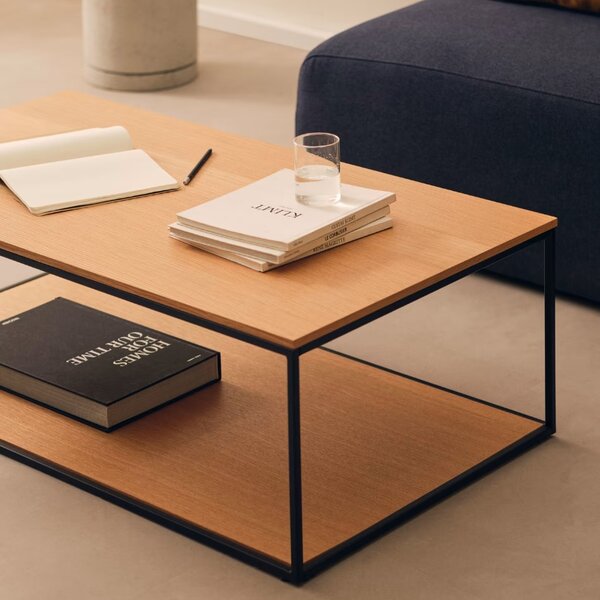 Set dvou dubových konferenčních stolků Kave Home Yoana 100x50/ 50x55 cm