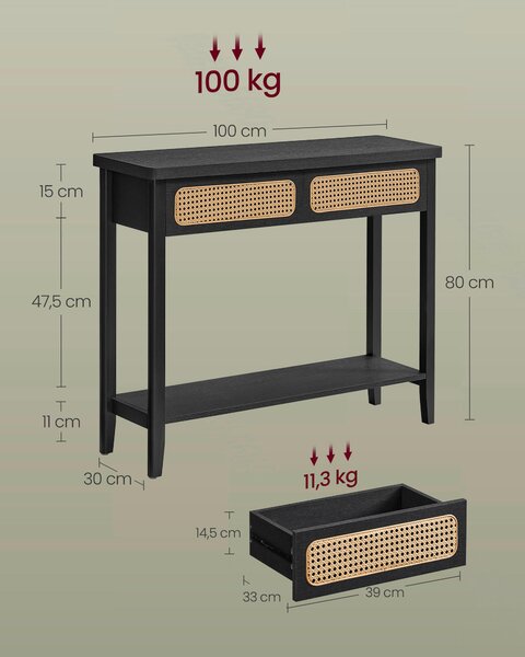 KONZOLA, hnědá, černá, kompozitní dřevo, 100/80/30 cm MID.YOU - Online Only konferenční stolky, Online Only