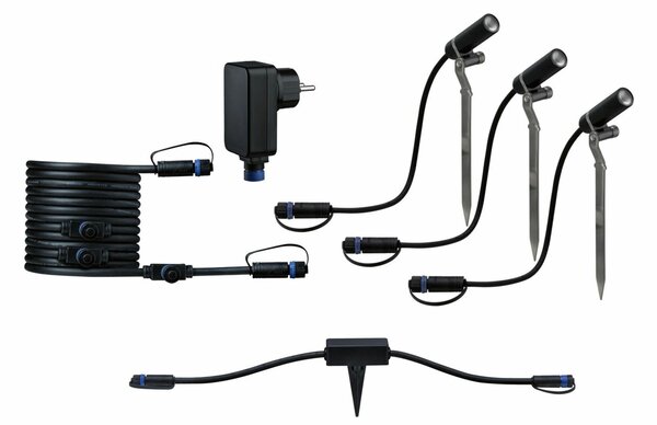 PAULMANN Plug & Shine set Smart Home Zigbee 3.0 LED bodové zahradní světlo Plantini IP65 3000K 3x2W 21VA antracit