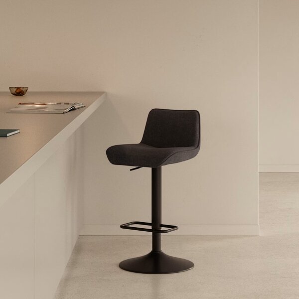 Černá čalouněná barová židle Kave Home Zenda 64-86 cm