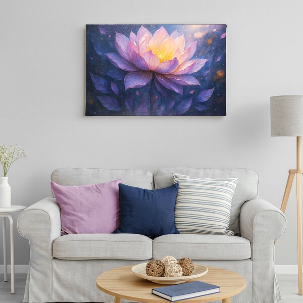 KRAFTHOUSE.EU Starlight Lotus – obraz na plátno | Premium Canvas (100% bavlna) | Různé rozměry Velikost: 30 x 20 cm