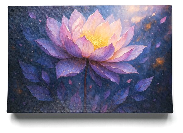 KRAFTHOUSE.EU Starlight Lotus – obraz na plátno | Premium Canvas (100% bavlna) | Různé rozměry Velikost: 30 x 20 cm