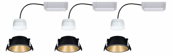 PAULMANN Smart Home Zigbee set Smart Home Zigbee 3.0 vestavné svítidlo Cole + Zigbee Coin IP44 kruhové 88mm 3x6W 230V stmívatelné 2700K černá/zlatá mat