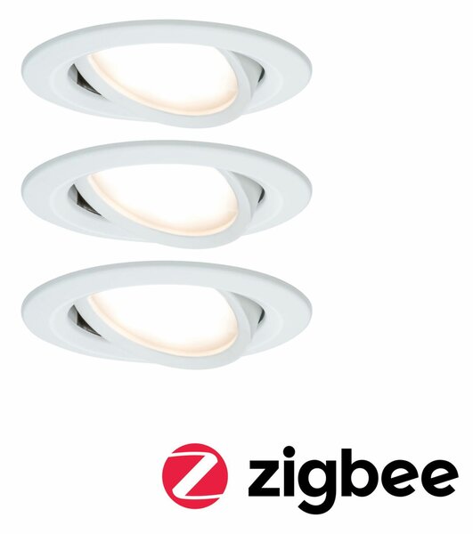 PAULMANN Smart Home Zigbee set Smart Home Zigbee 3.0 vestavné svítidlo Nova Coin + Zigbee Cephei výklopné kruhové 84mm 50° Coin 3x6W 230V 2700K bílá mat