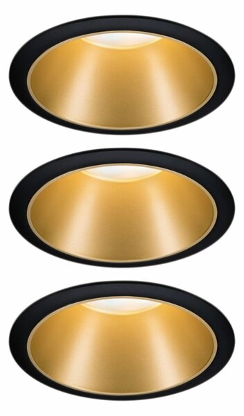 PAULMANN Smart Home Zigbee set Smart Home Zigbee 3.0 vestavné svítidlo Cole + Zigbee Coin IP44 kruhové 88mm 3x6W 230V stmívatelné 2700K černá/zlatá mat