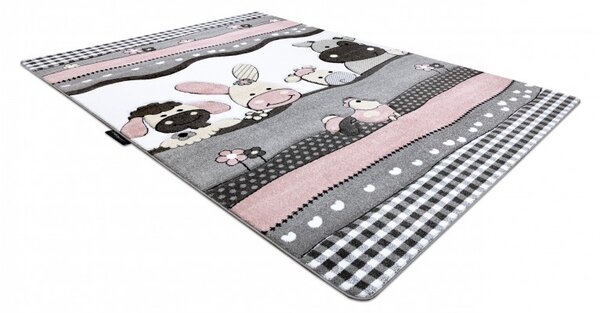 Dětský kusový koberec Petit Farm animals pink 120x170 cm