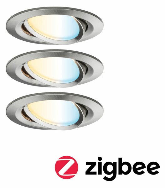 PAULMANN Startovací sada Smart Home smik Gateway nástěnný ovladač + LED vestavné svítidlo Nova Plus Coin základní sada výklopné měnitelná bílá